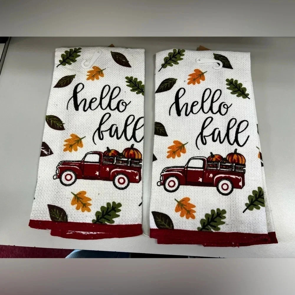 ⭐️New with tags ⭐️ “Hello Fall” Kitchen Towels - Picture 2 of 2